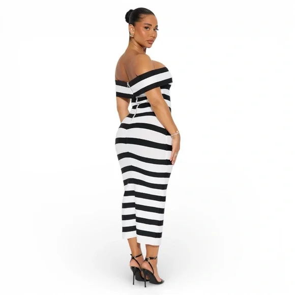 Zaria Striped Bandage Midi Dress - XS - Picture 3 of 8